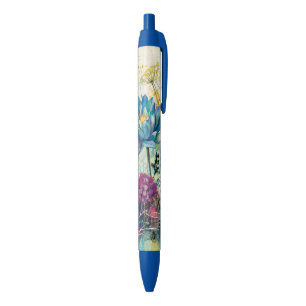 Caneta Preta Sonho Aquático Floral Vibrante