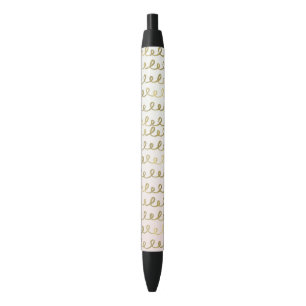 Caneta Preta Squiggle Dourado do pêssego