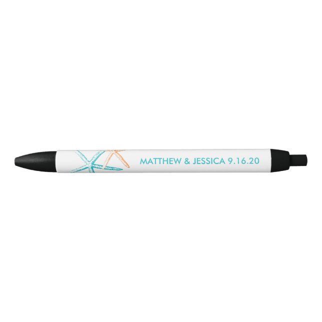 Caneta Preta Starfish magro | Caribe Azul e Laranja (Frente)