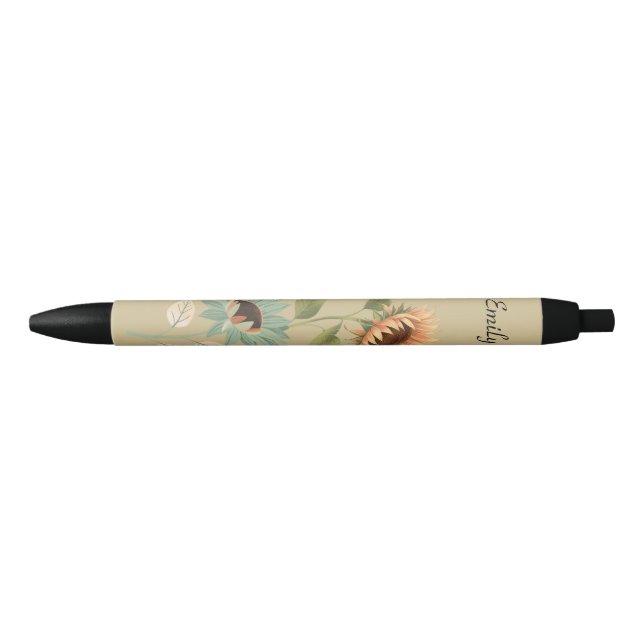 Caneta Preta Sunflower Theme Name Pen For Planners (Frente)
