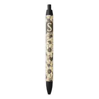 Caneta Preta Sunflower Vintage Charm Sepia Tone Pen