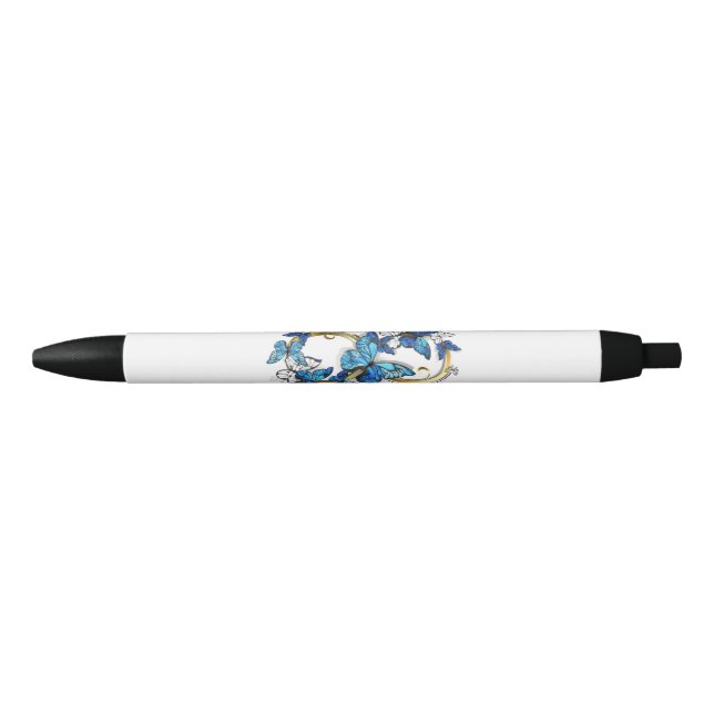 Caneta Preta Symbol Infinity of Blue Morpho Butterflies (Frente)