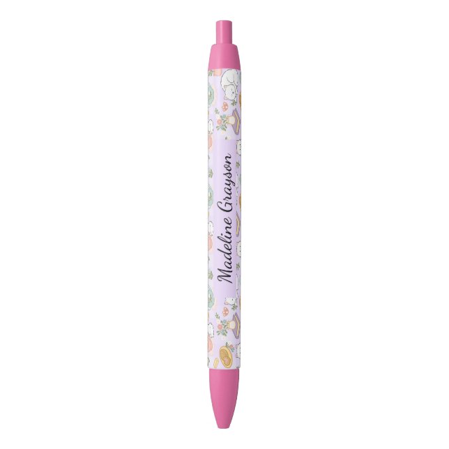 Caneta Preta Tea & Bookish Cats Pen (Frente Vertical)