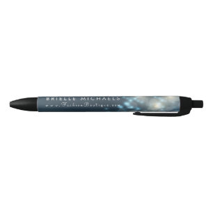 Caneta Preta Teal Bokeh Escuro Elegante Fashion Boutique