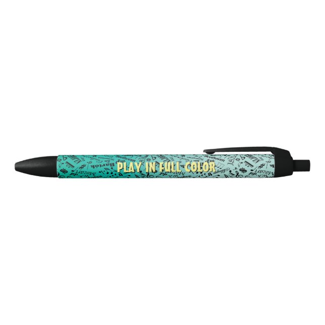 Caneta Preta Teal de Compositores Clássicos Personalizados (parte de cima)