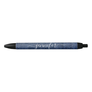 Caneta Preta tecido de jeans azul elegante personalizado