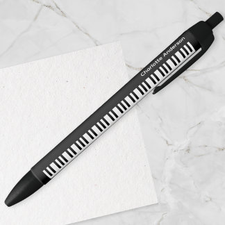 Caneta Preta Teclas de Piano Personalizadas Teclado Música Músi