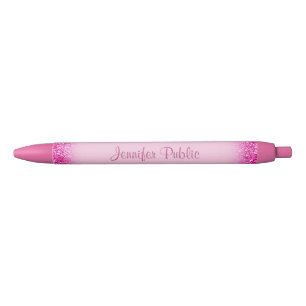 Caneta Preta Tendência de Leitura Rosa Girly Pink com Nome de S
