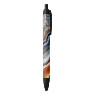 Caneta Preta Terracota Vermelha Ágata Geodo Branco Preto Azul D