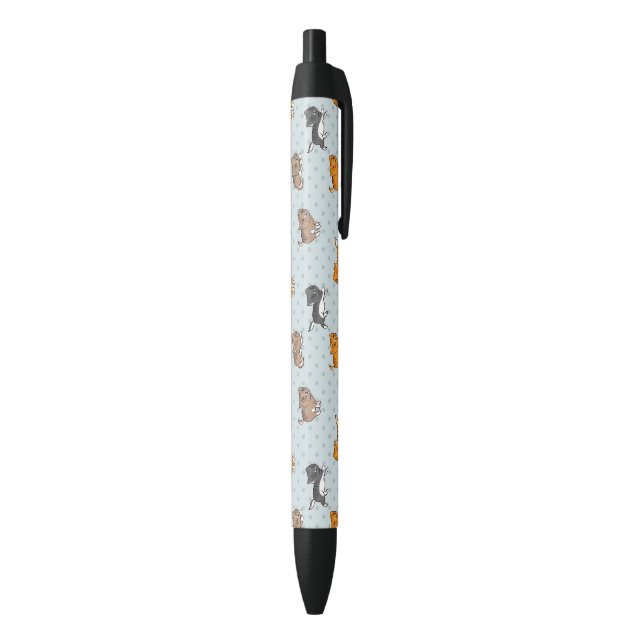 Caneta Preta teste padrão com gatos engraçados (parte de inferior (Vertical))