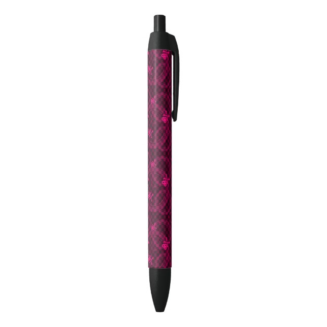 Caneta Preta Teste padrão cor-de-rosa de Emo com círculos (parte de inferior (Vertical))