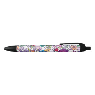Caneta Preta teste padrão de flor boémio