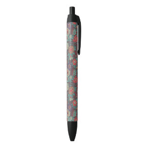 Caneta Preta Teste padrão floral colorido no estilo dos