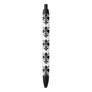 Caneta Preta Teste padrão medieval preto e branco da flor de