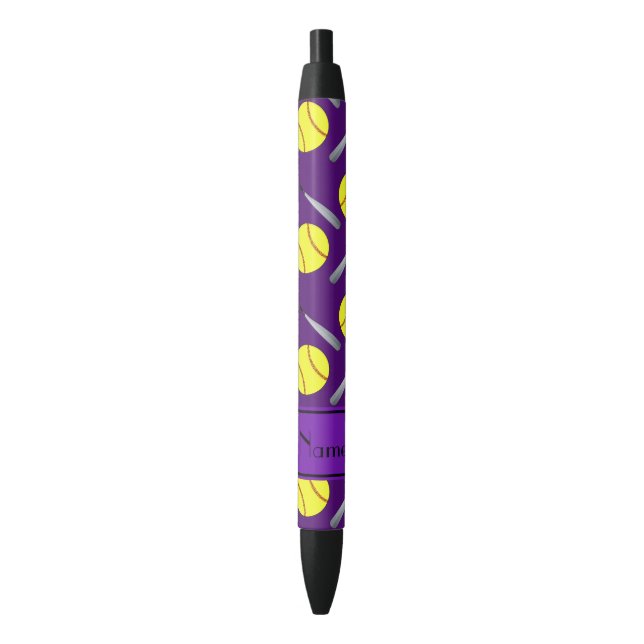 Caneta Preta Teste padrão roxo conhecido personalizado do (Frente Vertical)