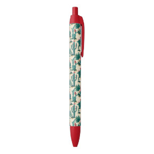 Caneta Preta Teste padrão verde & vermelho do cacto