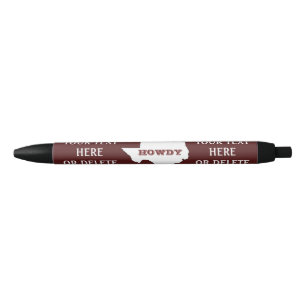 Caneta Preta Texto Personalizado Maroon Texto do Texas Contorno