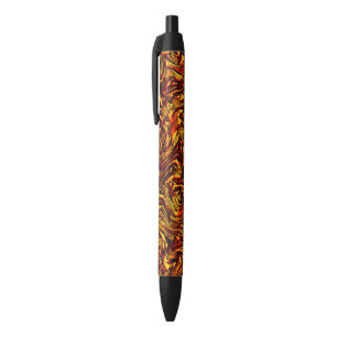 Caneta Preta Textura vermelha dourada e vibrante