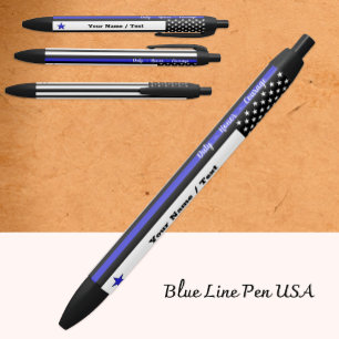 Caneta Preta Thin Blue Line, Bandeira Americana, policial Perso