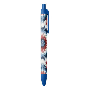 Caneta Preta Tinta Tie-dye Vermelha, Branca e Azul