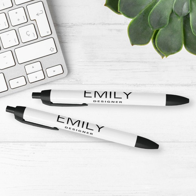Caneta Preta Tipografia Preta Moderna | Branco (Criador carregado)