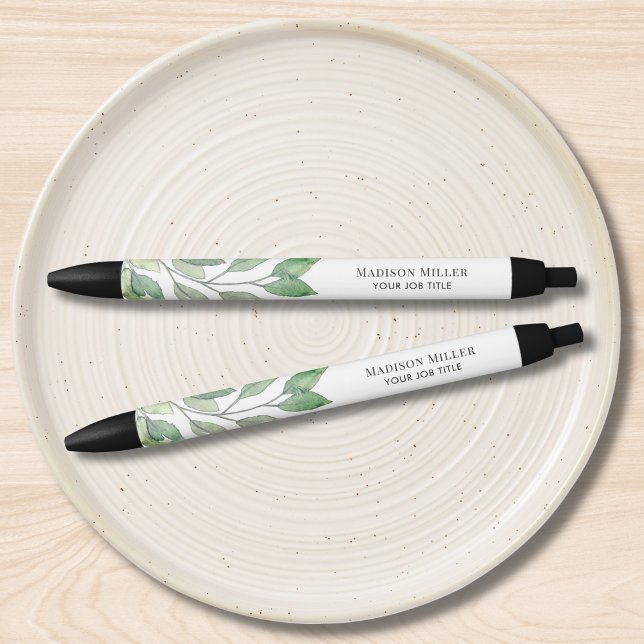 Caneta Preta Título de Trabalho Personalizado com Vegetação em  (Criador carregado)