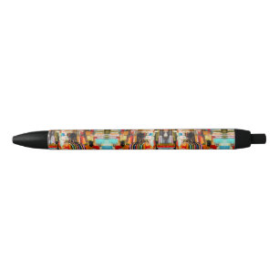 Caneta Preta Travesseiro decorativo colorido de pintura abstrat
