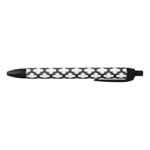 Caneta Preta Trellis branca e preta, lete, quatrefoil