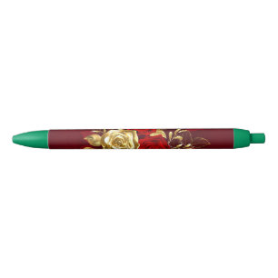 Caneta Preta Três Rosas de joalharia