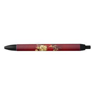Caneta Preta Três Rosas de Joalheria