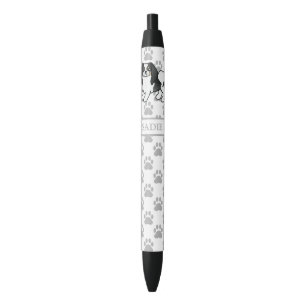 Caneta Preta Tricolor Japonês Chin Cartoon Dog & Name