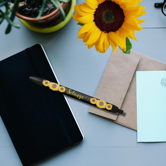 Caneta Preta Trio girassol - personalizado (Criador carregado)