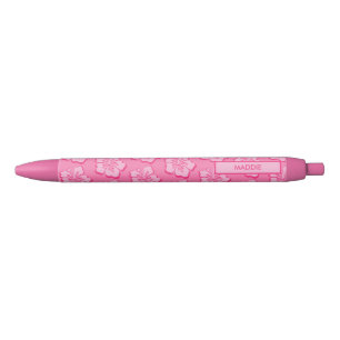 Caneta Preta Tropical Floral Preppy da Moda