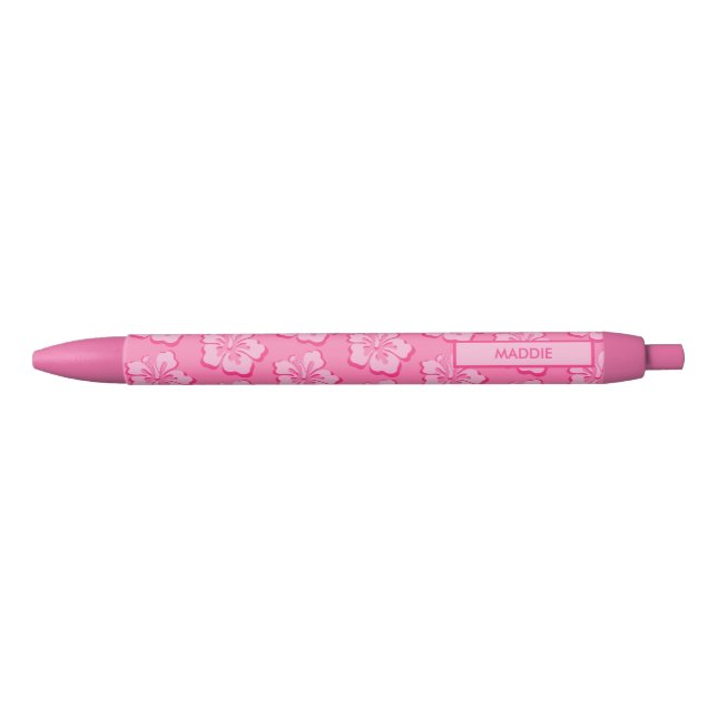 Caneta Preta Tropical Floral Preppy da Moda  (Frente)