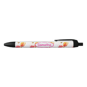 Caneta Preta Tulipa Amarela Vermelha Nome de Meninas Aquarela