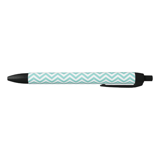 Caneta Preta Turquesa Água Branco Grande Padrão Chevron Zigue-Z (Parte Inferior)