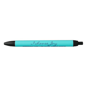 Caneta Preta Turquesa Personalizada Aqua Blue Modern Joy Church