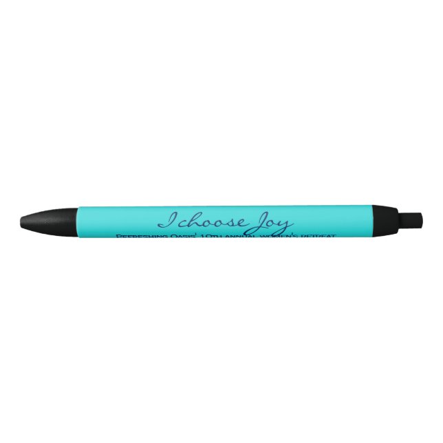 Caneta Preta Turquesa Personalizada Aqua Blue Modern Joy Church (Frente)