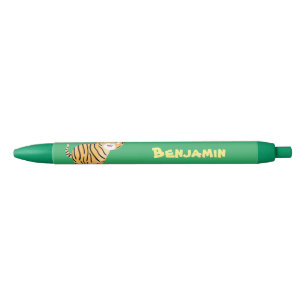 Caneta Preta Um desenho animado de tigre feliz