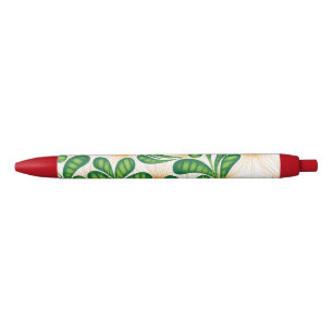 Caneta Preta Um padrão artístico verde e dourado representando