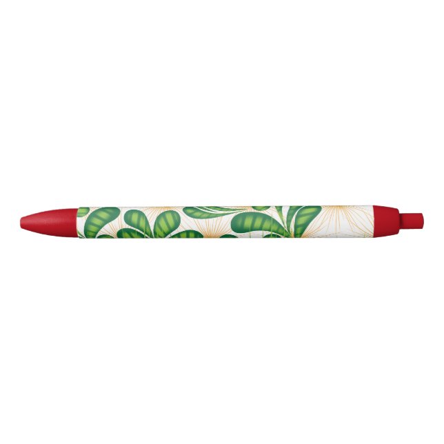Caneta Preta Um padrão artístico verde e dourado representando  (Frente)