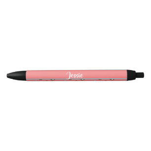 Caneta Preta Ursos peludos bonitos a rosa