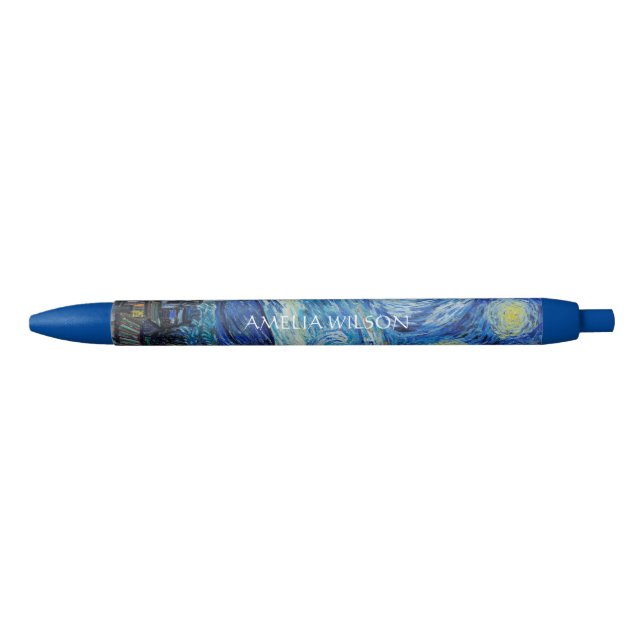 Caneta Preta Van Gogh – The Starry Night – Custom Text (Frente)
