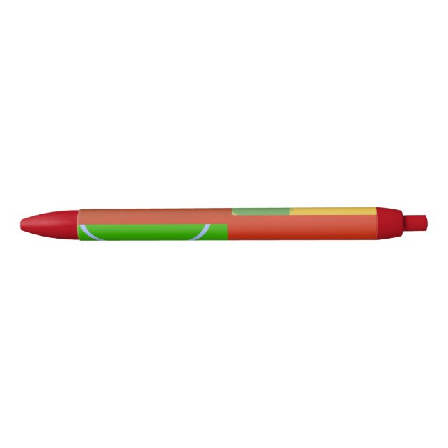 Caneta Preta Vermelho Natal Verde Geométrico  (Frente)