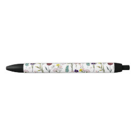 Caneta Preta Vibrante Flor Silvestre