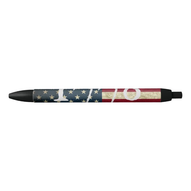 Caneta Preta Vintage Grunge American Flag 1776 (Frente)