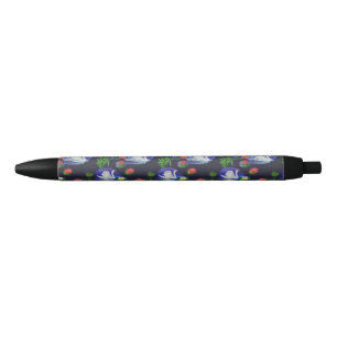 Caneta Preta Vintage Swan Lake Lily Floral Watercolor