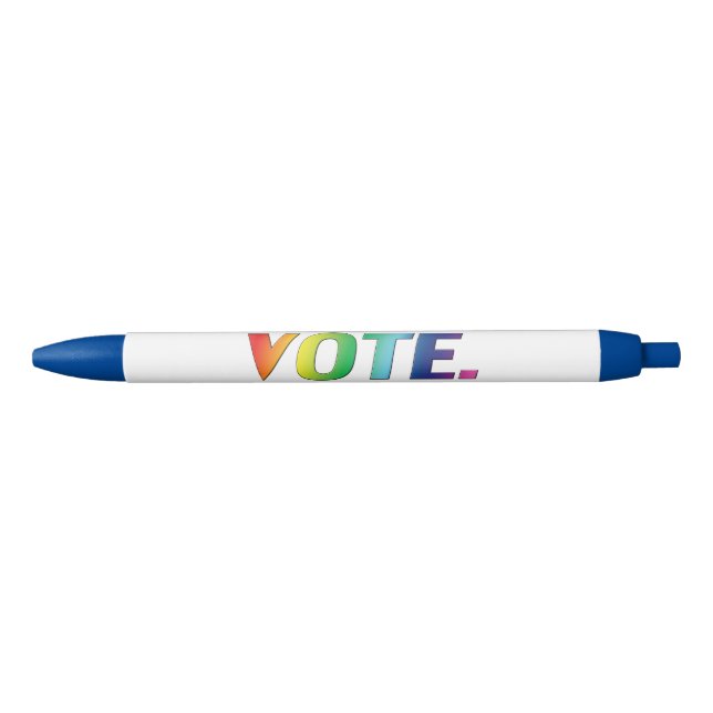 Caneta Preta "vote" - Orgulho, arco-íris, cores lgbtq lgbt (Frente)