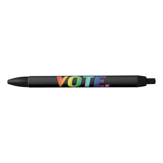 Caneta Preta "vote" - Orgulho, arco-íris, cores lgbtq pretas (Frente)