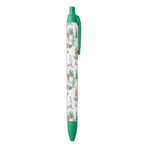 Caneta Preta Watercolor Woodland Baby Animal Patterno
